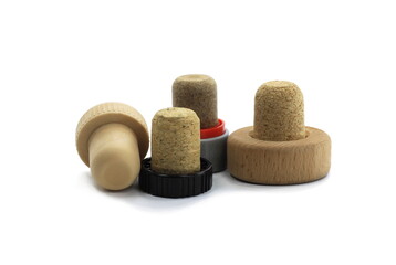 cognac corks isolated on white background close up