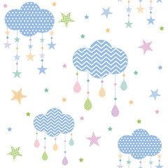 Star clouds pattern, color vector illustration on white background