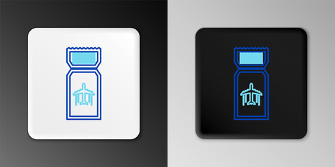 Line Airline ticket icon isolated on grey background. Plane ticket. Colorful outline concept. Vector