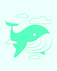 Blue whale icon logo symbol vector illustration.