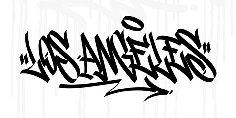 Word Los Angeles Abstract Hip Hop Hand Written Graffiti Style Vector Illustration Art - obrazy, fototapety, plakaty