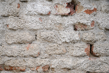 Wall made of natural stone built and grouted