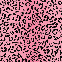 Pink Leopard skin seamless pattern. Jaguar, cheetah fur texture background. Animal stylish print for fashion, textile, surface, graphic design. Vector