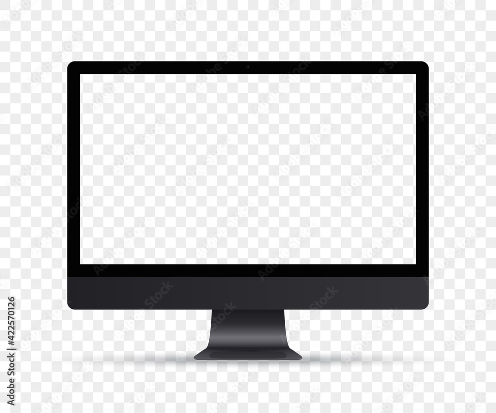 Wall mural computer monitor mockup with blank screen and shadow