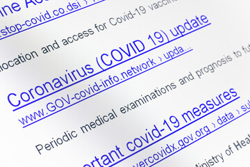 Internet search results for coronavirus with The links of imaginary no-existing websites on...