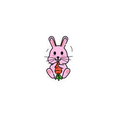 Cute rabbit icon symbol logo vector illustration.