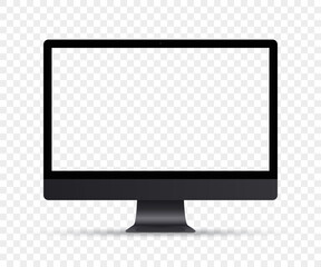 Computer monitor mockup with blank screen and shadow