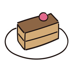イラスト素材：チョコレートケーキ　デザート　おやつ　