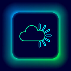 Glowing neon line Cloudy icon isolated on black background. Colorful outline concept. Vector