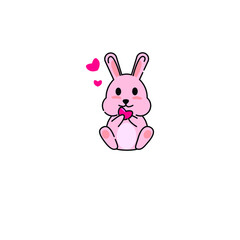 Cute rabbit icon symbol logo vector illustration.