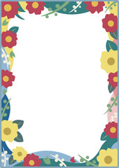 赤い花と黄色い花のフレーム　ベクターイラスト