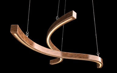 3d render of a wooden track pendant light