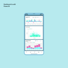 Dashboard smartphone. Charts and graphs. Theme report. EPS10