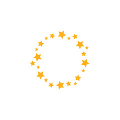 Golden round label with stars. Best, award, winner prize wreath on white background.