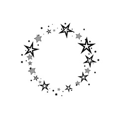 Black round label with stars. Best, award, winner prize wreath on white background.