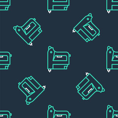 Line Electric construction stapler icon isolated seamless pattern on black background. Working tool. Vector