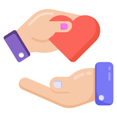 
An icon of heart giving in flat design 

