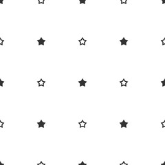 Naklejka premium Seamless symmetric pattern with sharp black stars on white background.