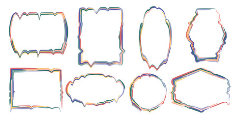 Set of colorful paint frames. Watercolor fashion background for design business cards, brochures, invitations, gift cards. Design elements. Abstract shape. Geometric figure. Vector.