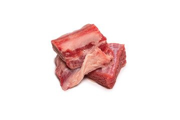 Raw beef ribs isolated on white background.