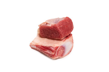 Raw beef ribs isolated on white background.