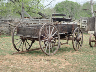 Fototapeta na wymiar Old wooden horse drawn wagon