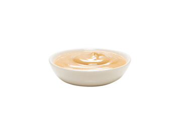 Mushroom sauce in a bowl isolated on white background.