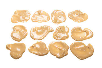 Mushroom sauce splashes isolated on white background.