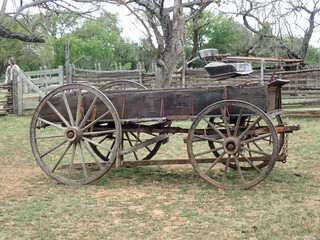 Fototapeta na wymiar Old wooden horse drawn wagon