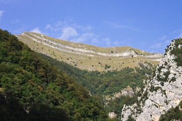 Fototapeta na wymiar Geological layers on the top of Sibilla Mountain in the Marche region (Marche, Italy, Europe)