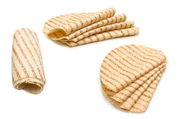 Grilled pitta bread isolated on white background.
