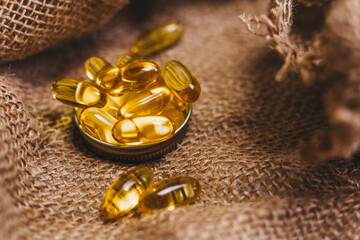 Fish oil capsules. Vitamin complex omega 3,6,9. Fish oil capsules with omega-3, vitamin D. Copy...