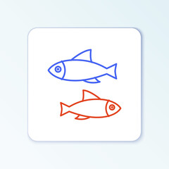Line Fish icon isolated on white background. Colorful outline concept. Vector