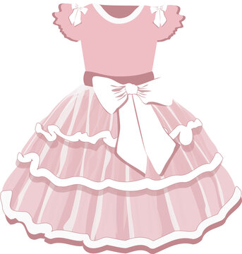 vector image of a ballerina's baby puffy tutu dress in pink