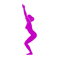 Female silhouette in yoga pose. Vector icon isolated on white background.