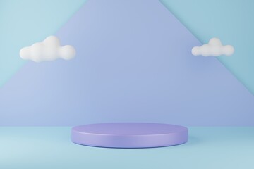 products display 3d background podium scene with shape geometric platform. display to show cosmetic products,  Stage showcase on pedestal display blue studio background 3d rendering with podium.