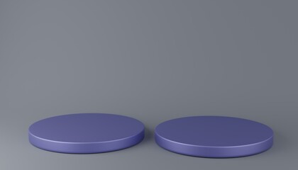 Cylinder podiums on grey background. Abstract minimal scene with geometrical. Scene to show cosmetic products presentation. Mock up design empty space. Showcase, shopfront, display case,3d render