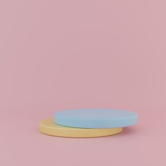 Step podiums on pastel background. Abstract minimal scene with geometrical. Scene to show cosmetic products presentation. Mock up design empty space. Showcase, shopfront, display case. 3d render