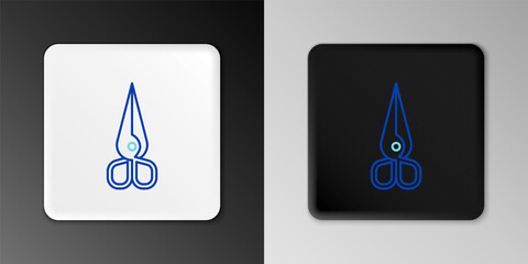 Line Scissors icon isolated on grey background. Cutting tool sign. Colorful outline concept. Vector