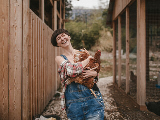 Girl woodworker in a country
