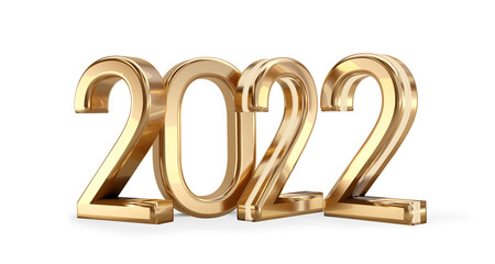 2022 golden glossy metallic symbolic design 3d-illustration
