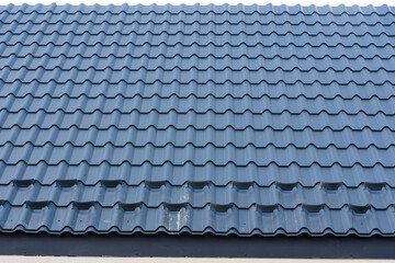 New metal roof construction. Building construction and renovation.