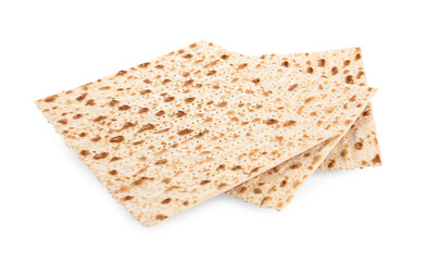 Passover matzos isolated on white. Pesach celebration