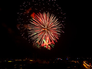 Fireworks on the background of the night sky. Celebration. Anniversary