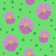 seamless floral pattern on a green background. cute violets, small flowers for print, for textiles or paper. Seamless Floral Pattern in vector