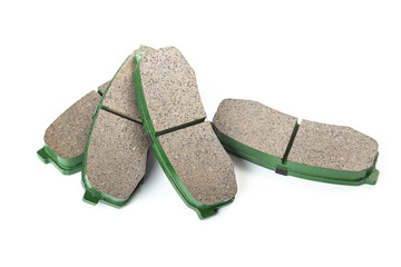 New brake pads on white background isolated object