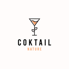 Coktail drink nature logo design concept