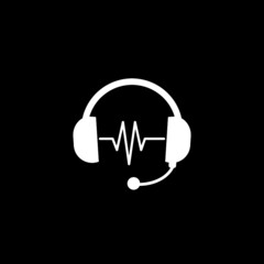 Headphones with Sound Wave icon isolated on dark background