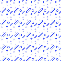 Abstract Seamless Pattern Blue Doodle Geometric Figures Background Vector