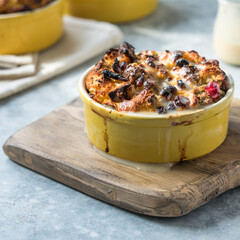 Bread pudding made from bread covered with cream